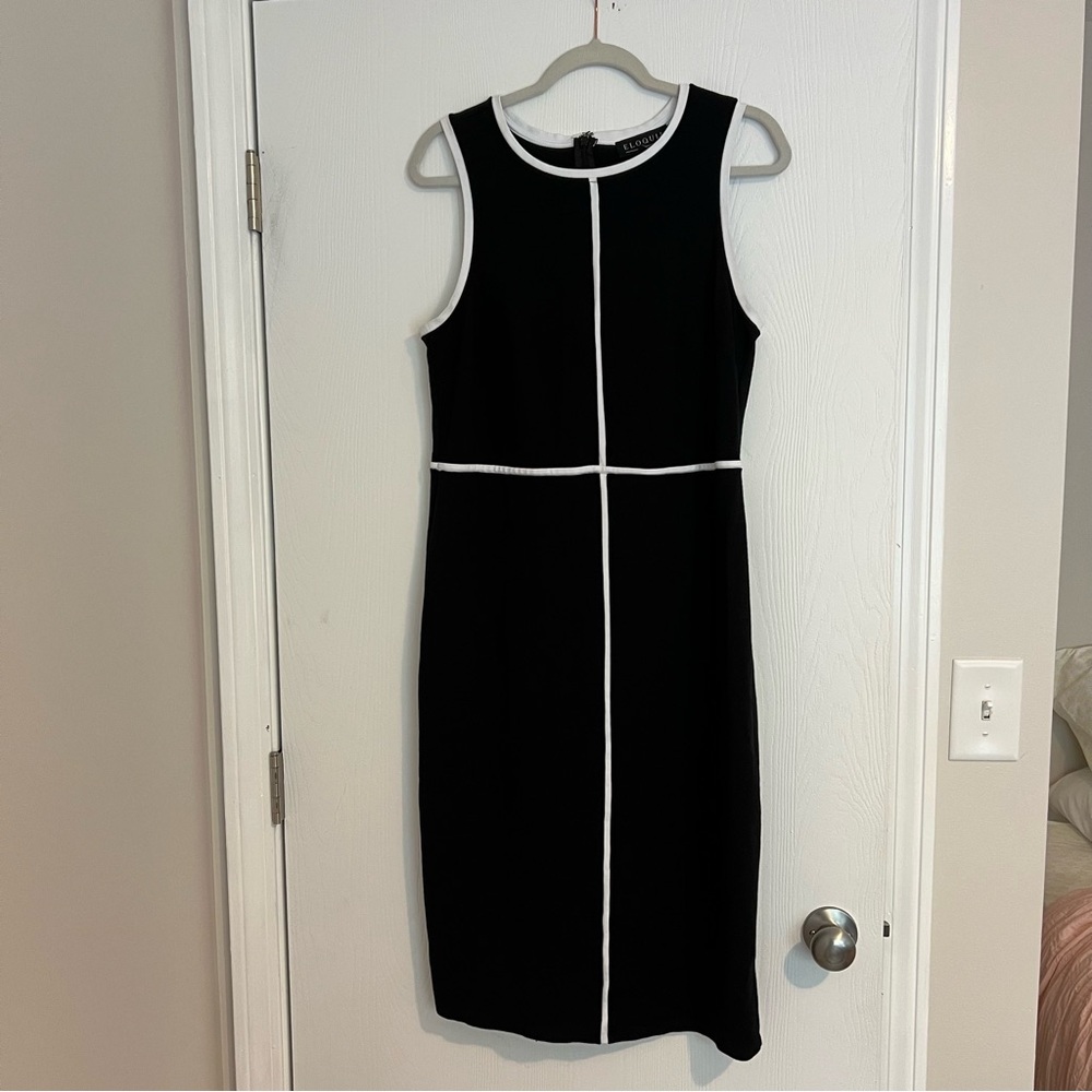 Eloquii Black Dress with White Trim